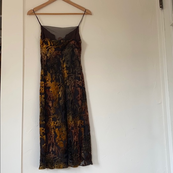 VINTAGE 90’s SLIP Floral velvet slip dress -p - Picture 4 of 5